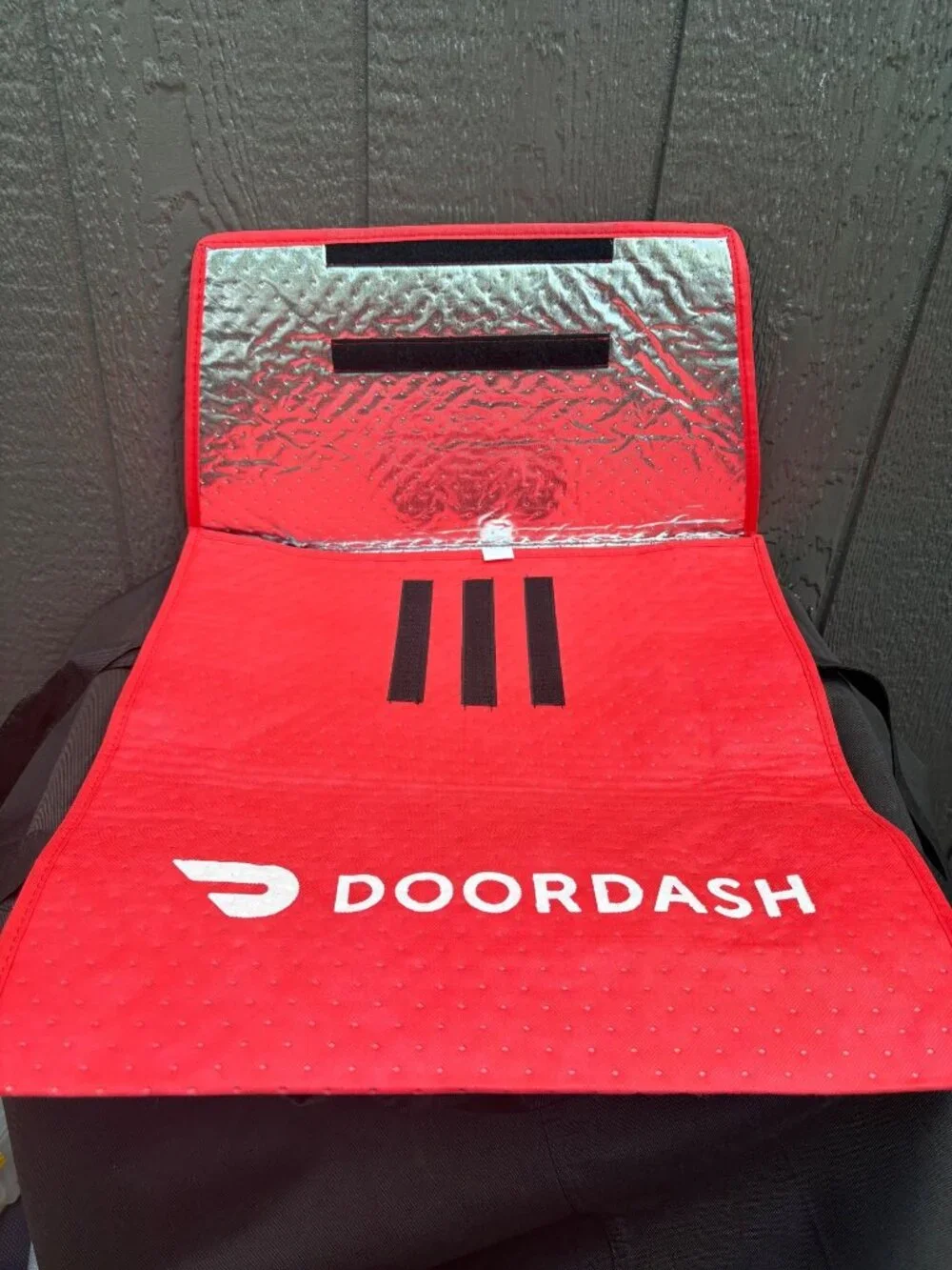 Doordash Red Insulated Food Delivery Bag With Velcro Closure & Handles